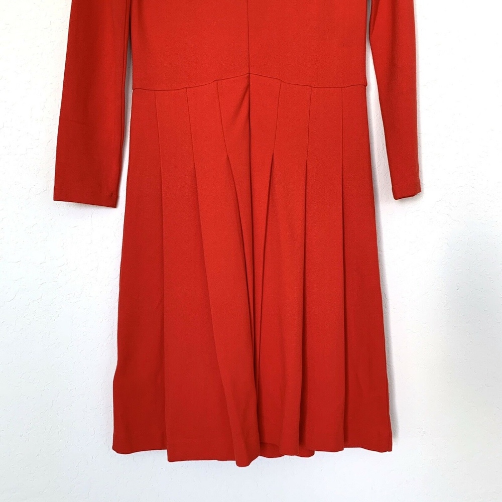 J. Crew Red Long Sleeve Pleated Ponte Dress - Picture 5 of 8